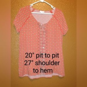 Cute women's short sleeve blouse orange with white flowers